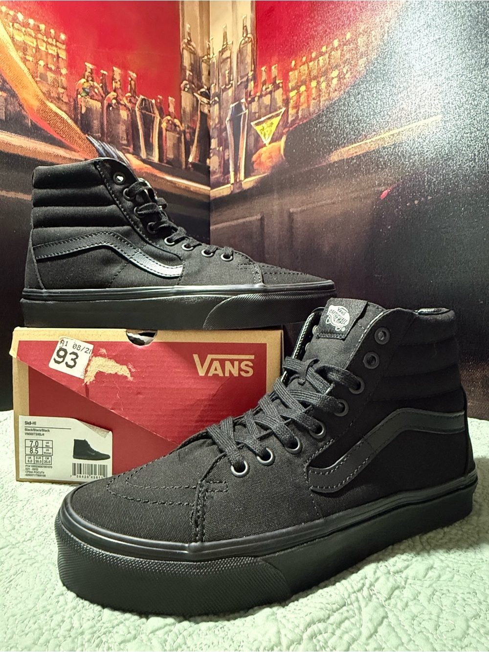 Vans Men’s SK8-Hi Black High-Top Skate Shoes Men’s Size 7 W 8.5